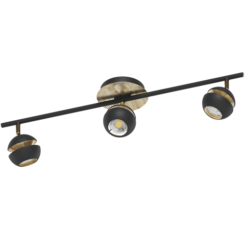 Nocito LED spotlampe i metal Sort og Guld, 3x3,3W LED, længde 58,5 cm, bredde 10,5 cm.